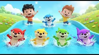 Five Little Otters Slide Slide Slide | Fun Water Animal Song & Counting Rhyme