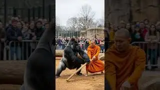 Monk Shows Martial Skills Gorilla Responds with Epic Strength #MartialArts #Wildlife #EpicBattle