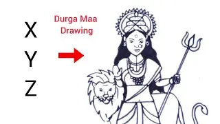 How To Draw Durga Maa Festival Special Drawing Easy With XYZ Letters || Navratri Ambe mata drawing 