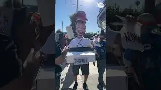 Protesters call for boycott outside Elon Musk&rsquo;s Tesla diner #Shorts