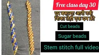 Beginners Aari Work : Steam Stitch + Suger Beads + Cut Beads /Free Tutorial #freeaariclass#aariwork 