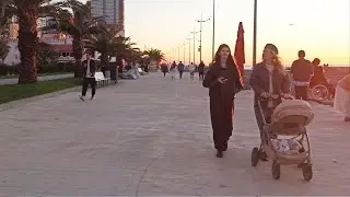 Relaxing sunset walk in Batumi boulevard. Батуми Грузия Georgia Autumn 2025