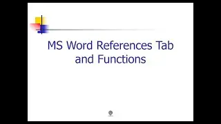 MS Word References Tab and Functions
