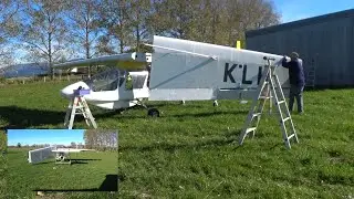 Crosbie Wingfold - solo rigging the wings of a Shadow microlight aircraft
