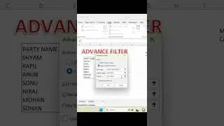 Advance Filter #Excel #Shorts #advancefilter