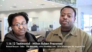 1.16.12 Testimonial - Milton Ruben Preowned - Used Car Dealer - Augusta GA
