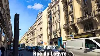 Paris city walks  Rue du Louvre   Paris, France 4K