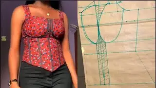 How to draft a corset top with cut together straps