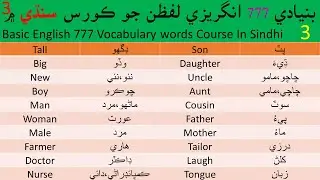 Basic English Vocabulary Course In Sindhi 777Vocabulary Words Lesson 3 | 777Basic English Words  MOK