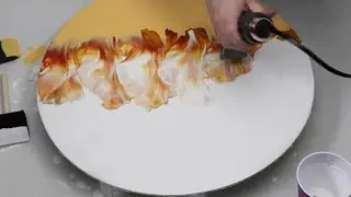 (626) Split Color Acrylic Pour With Burnt Sienna And Orange