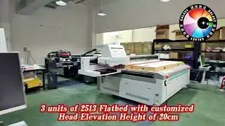 For wood business sector. 3 units of UV Flatbed CK model working simultaneously