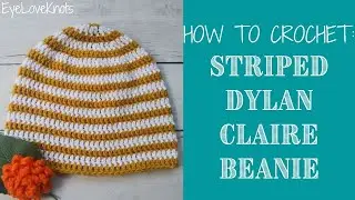 How to Crochet: Easy Double Crochet Beanie / Striped Dylan Claire Beanie (Women's Size)