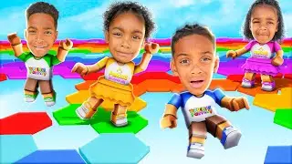 FALL BLOCK ROBLOX CHALLENGE WITH DJ, KYRIE, NOVA, & AYLA | The Princess Clubhouse