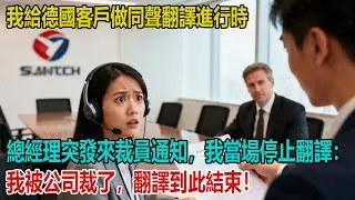 我給德國客戶做同聲翻譯進行時，總經理突發來裁員通知，我當場停止翻譯：我被公司裁了，翻譯到此結束！#故事