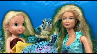 Anna and Elsa toddlers Magic Carousel Underwater Adventure - Descendants Mal and Evie Beach