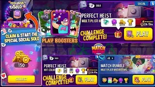 (2 Solo+1 Match Rumble) Social Solo Multiplier Mushrooms+Square Matches/ Hot Color+Bombs Away