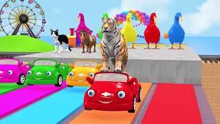 Animal race cartoon | slope race animals 3d game #dinosaurs 