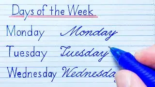 How to write the days of the week in English cursive writing | English cursive handwriting practice