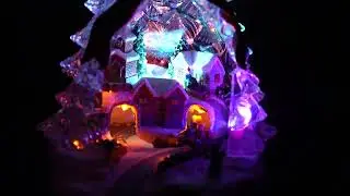 Christmas Tree Light Up Music Box with Rotating Train-7 Color Changing Light