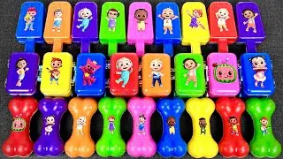 Cocomelon & Pinkfong ASMR Slime Stickers | Ice Cream and Dog Bone Slime Surprise