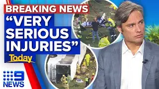 Specialist surgeons called in to treat injured children in school bus crash | 9 News Australia
