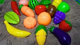 Digging Fruits & Vegetables Out of Sand | Eggplant, Carrots, Bananas, Kiwi