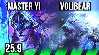 MASTER YI vs VOLIBEAR (JGL) | 1300+ games, 9/2/5 | KR Master | 25.9