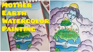 Mother Earth Watercolor Painting Step By step | Environment Day🍃