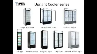 Double door upright display cooler/commercial fridge/beverage