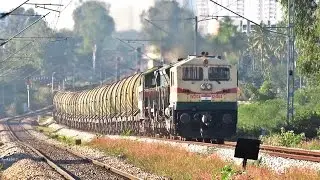Oil Tanker Train Roller Coaster Behind WDG4 Twins - Indian Railways
