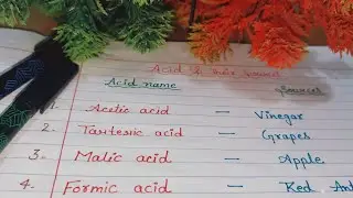 Some of the important Acid and their sources ll Acid present fruit and vegetables #study