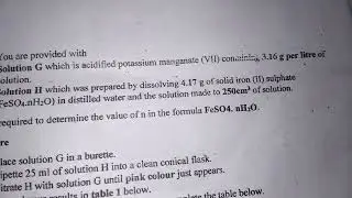TITRATION PRACTICAL 11, REDOX (SOLVED QUESTIONS)