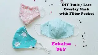 V047 DIY Tulle/Lace overlay mask with Filter Pocket - May khẩu trang ren/lưới c&oacute; l&oacute;t