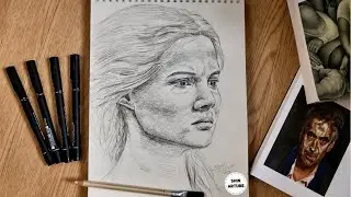 Pen & Ink Drawing: Ciri (Freya Allan)the Witcher| Drawing Ciri the Witcher Easily