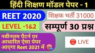 Reet hindi model paper/Reet 2020/reet hindi test paper/level 1 & 2/pn lodha / reet 2020-21