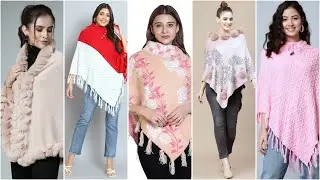 Ladies Winter Wear Multicolor Design Woolen Poncho 2025 | Winter shrug/poncho style | Winter Outfits