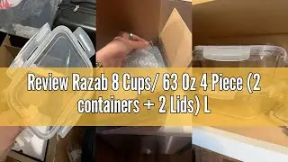 Review Razab 8 Cups/ 63 Oz 4 Piece (2 containers + 2 Lids) Large Glass Food Storage/ Baking Containe
