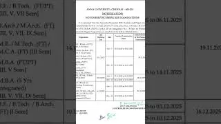 Anna University Nov/Dec pratical exam schedule published #educationalvideos #exam #annauniversity