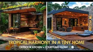 Modern Tiny House with Tropical Outdoor Kitchen and Courtyard Harmony Unveiled