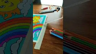 Beautiful rainbow scenery drawing 🌈⚡😍 #drawing #youtubeshorts #viral #shorts