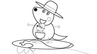 Peppa Pig Australian Holiday Coloring Pages For Children | Learn Colors w/ Drawing Pages For Kids.
