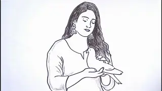How to Draw a Lady With Dove.