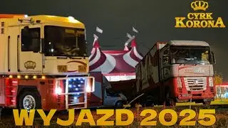 Cyrk Korona 2025 - Wyjazd taboru cyrkowego z Brodnicy