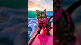 Surfing Cat Catches Perfect Wave