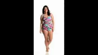 Maxine Plus Size Tropic Dreams Sirred Front Girl Leg One Piece Swimsuit | SwimOutlet.com