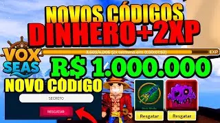 🔥 SAIU NOVOS C&Oacute;DIGOS +NOVO C&Oacute;DIGO DE DINHEIRO DO BLOX SEAS VOX SEAS TODOS OS C&Oacute;DIGOS  - ROBLOX