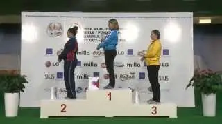 Podium and Interview with Zuzana STEFECEKOVA (SVK) - ISSF World Cup Final 2014, Gabala (AZE)