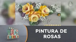 Passo a passo de uma belíssima pintura de rosas no pano de copa