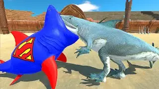 SHARKNOSAURUS vs SUPERMAN MUTANT MEGALODON - Animal Revolt Battle Simulator