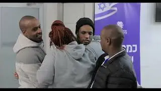 Released hostage Avera Mengistu reunites with his family at Ichilov Hospital.